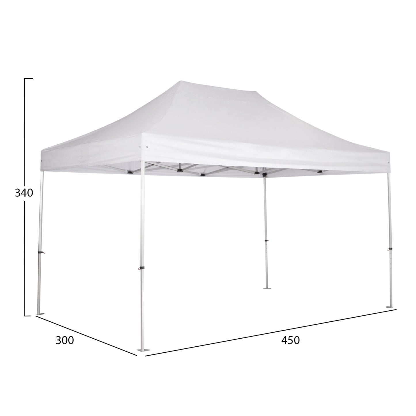 GAZEBO HEAVY-DUTY CRESSEN HM6306 FOLDABLE-ALUMINUM SILVER FRAME-WHITE SHADES 3x4,5x3,4Hm