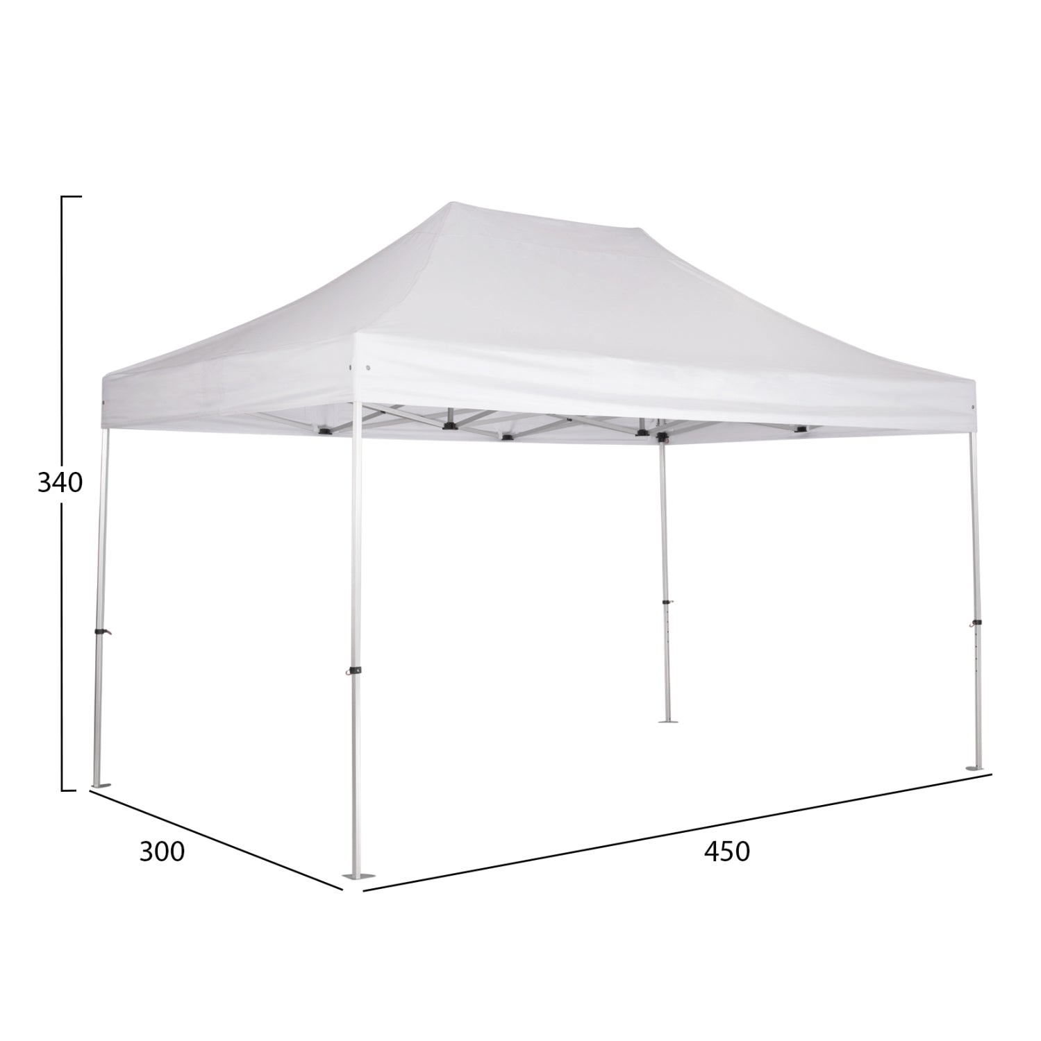 GAZEBO HEAVY-DUTY CRESSEN HM6306 FOLDABLE-ALUMINUM SILVER FRAME-WHITE SHADES 3x4,5x3,4Hm