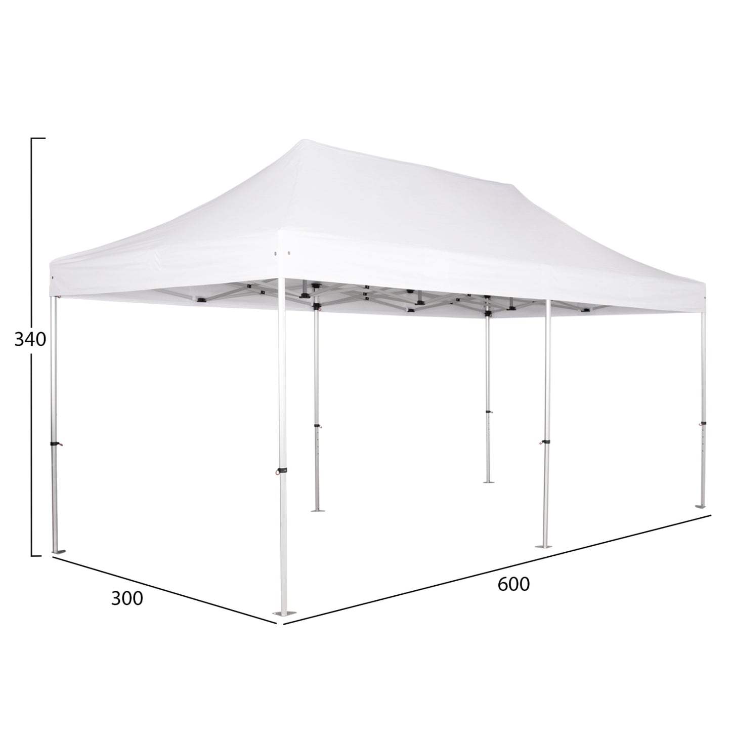 GAZEBO HEAVY-DUTY CRESSEN HM6307 FOLDABLE-ALUMINUM SILVER FRAME-WHITE SHADES 3x6x3,4Hm