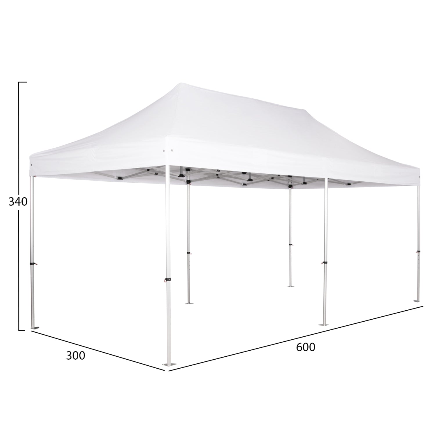 GAZEBO HEAVY-DUTY CRESSEN HM6307 FOLDABLE-ALUMINUM SILVER FRAME-WHITE SHADES 3x6x3,4Hm