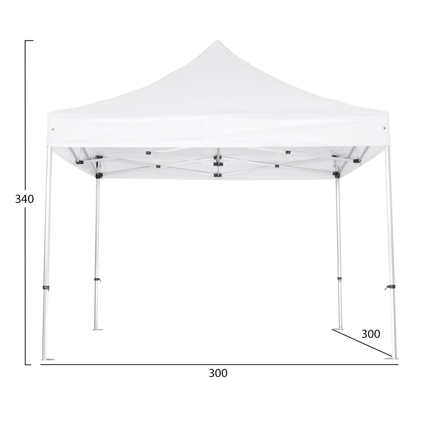 GAZEBO HEAVY-DUTY CRESSEN HM6305 FOLDABLE-ALUMINUM SILVER FRAME-WHITE SHADES 3x3x3,4Hm