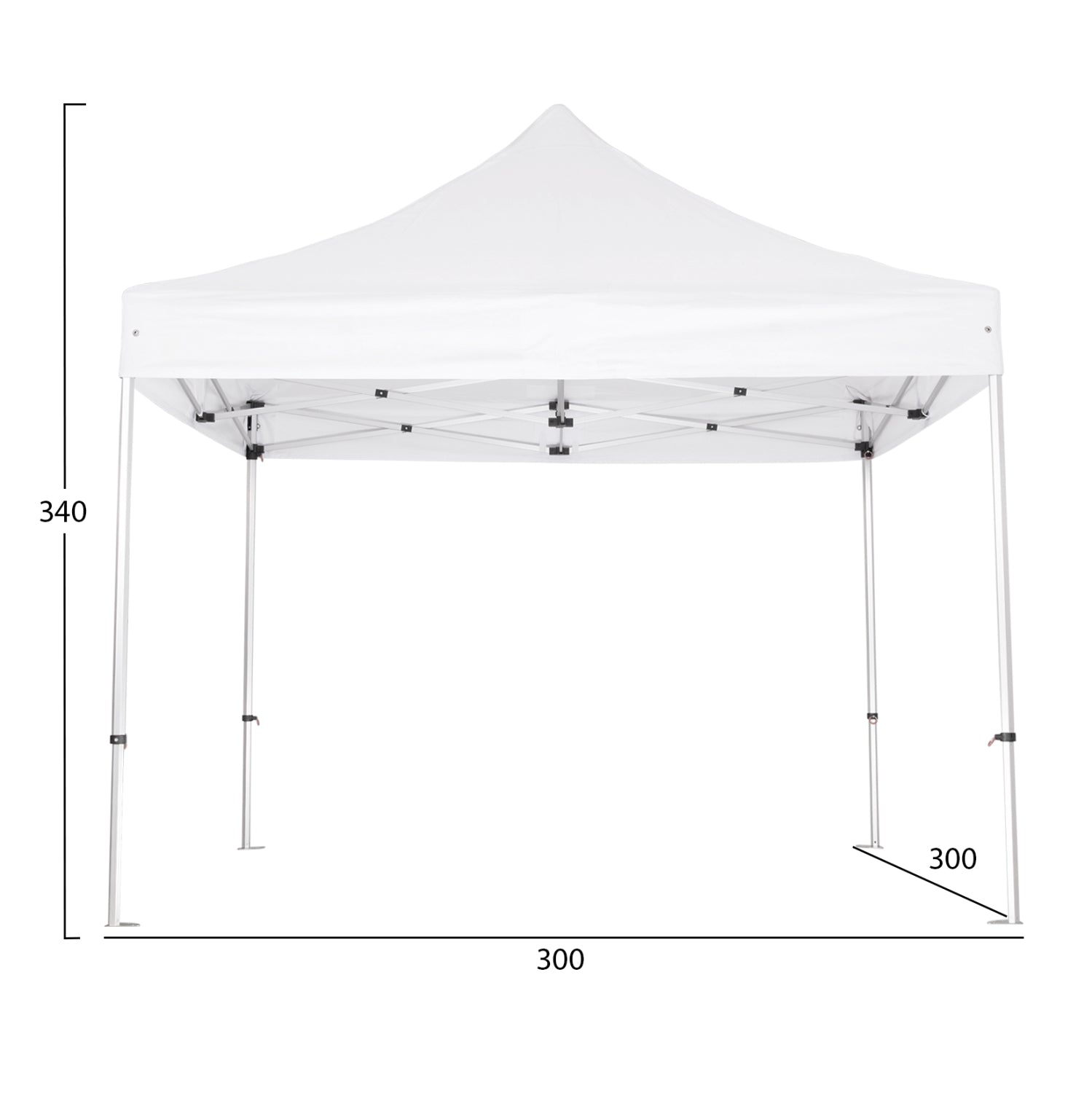 GAZEBO HEAVY-DUTY CRESSEN HM6305 FOLDABLE-ALUMINUM SILVER FRAME-WHITE SHADES 3x3x3,4Hm