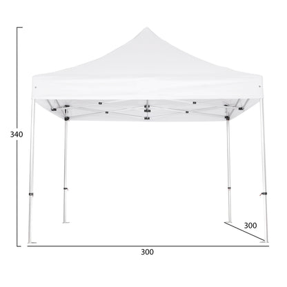 GAZEBO HEAVY-DUTY CRESSEN HM6305 FOLDABLE-ALUMINUM SILVER FRAME-WHITE SHADES 3x3x3,4Hm