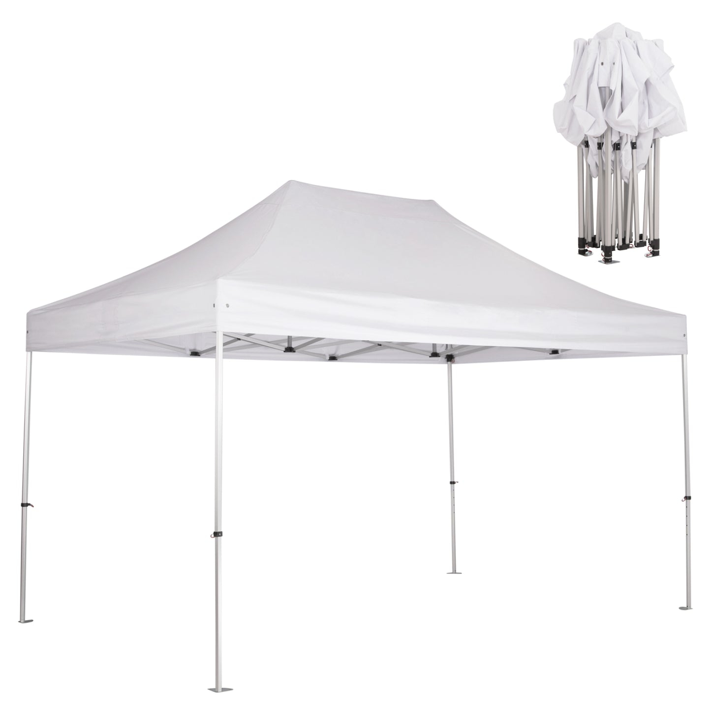GAZEBO HEAVY-DUTY CRESSEN HM6306 FOLDABLE-ALUMINUM SILVER FRAME-WHITE SHADES 3x4,5x3,4Hm