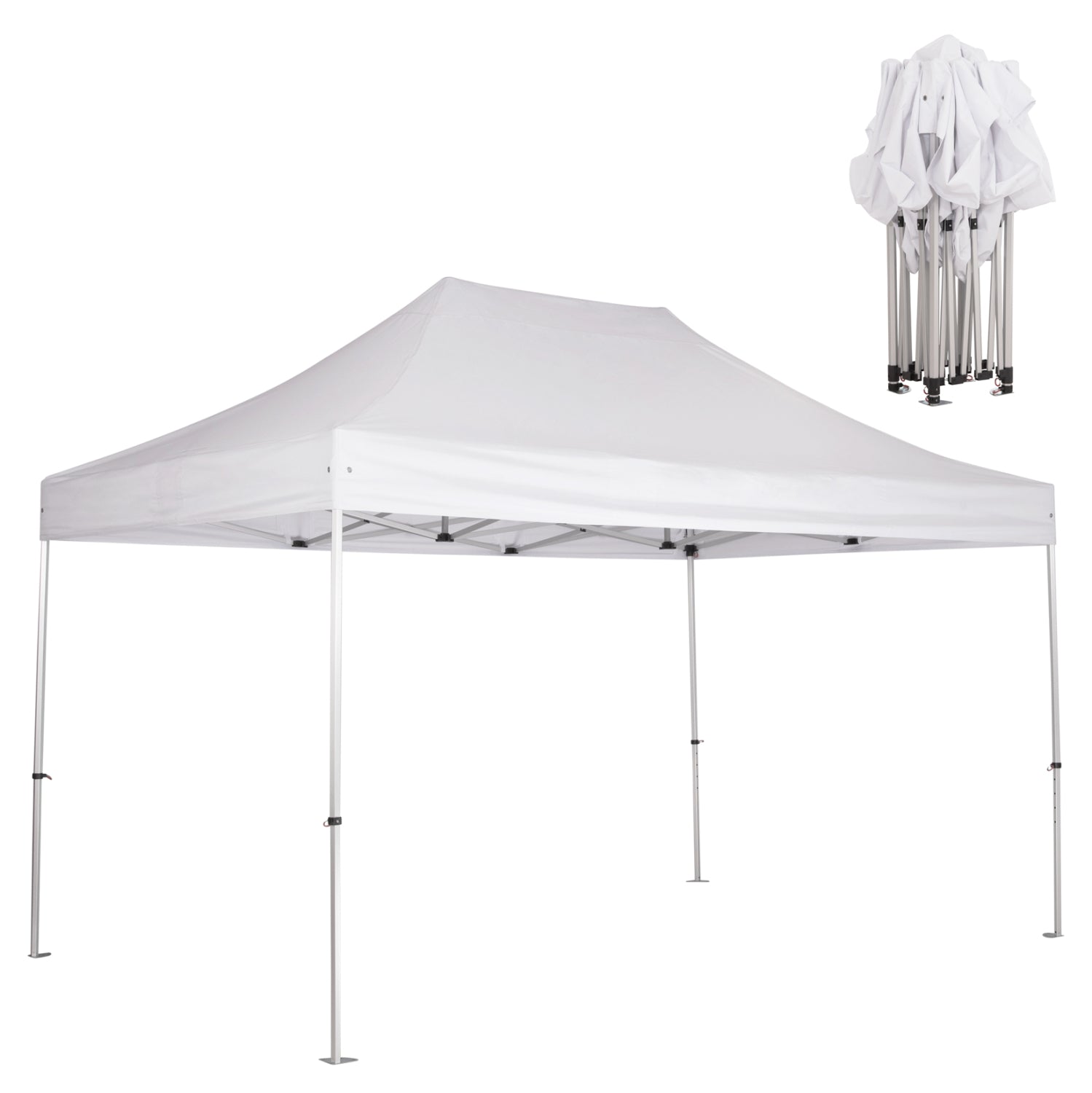GAZEBO HEAVY-DUTY CRESSEN HM6306 FOLDABLE-ALUMINUM SILVER FRAME-WHITE SHADES 3x4,5x3,4Hm