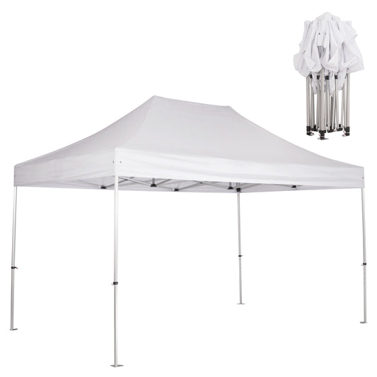 GAZEBO HEAVY-DUTY CRESSEN HM6306 FOLDABLE-ALUMINUM SILVER FRAME-WHITE SHADES 3x4,5x3,4Hm