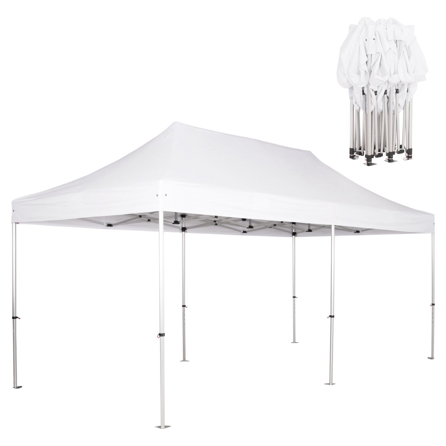 GAZEBO HEAVY-DUTY CRESSEN HM6307 FOLDABLE-ALUMINUM SILVER FRAME-WHITE SHADES 3x6x3,4Hm