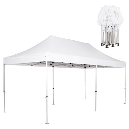 GAZEBO HEAVY-DUTY CRESSEN HM6307 FOLDABLE-ALUMINUM SILVER FRAME-WHITE SHADES 3x6x3,4Hm