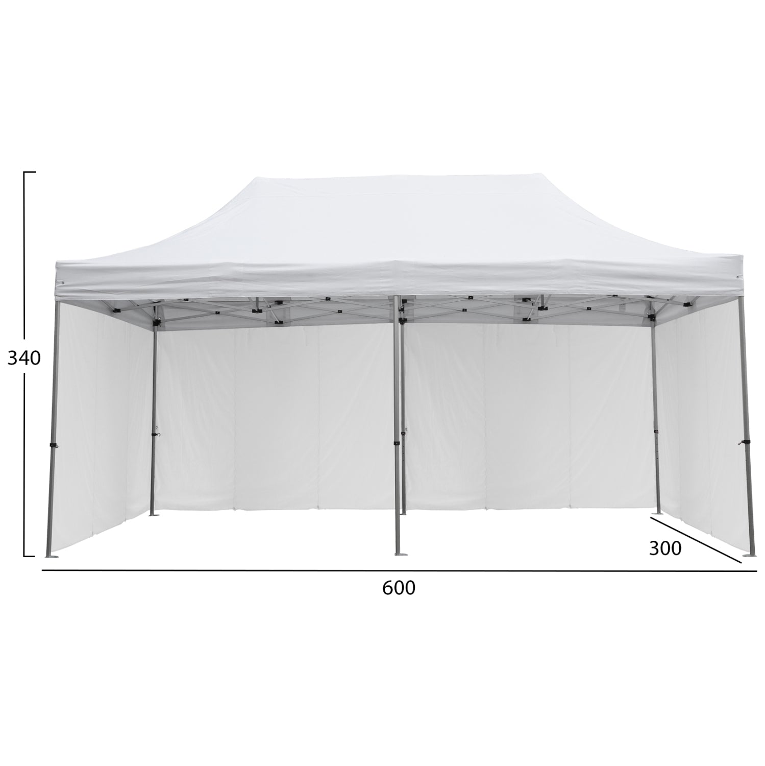 GAZEBO WITH 4 SIDEWALL SHADES CRESSEN HM21099.01 FOLDABLE-ALUMINUM SILVER FRAME-WHITE 3x6x3.4Hm