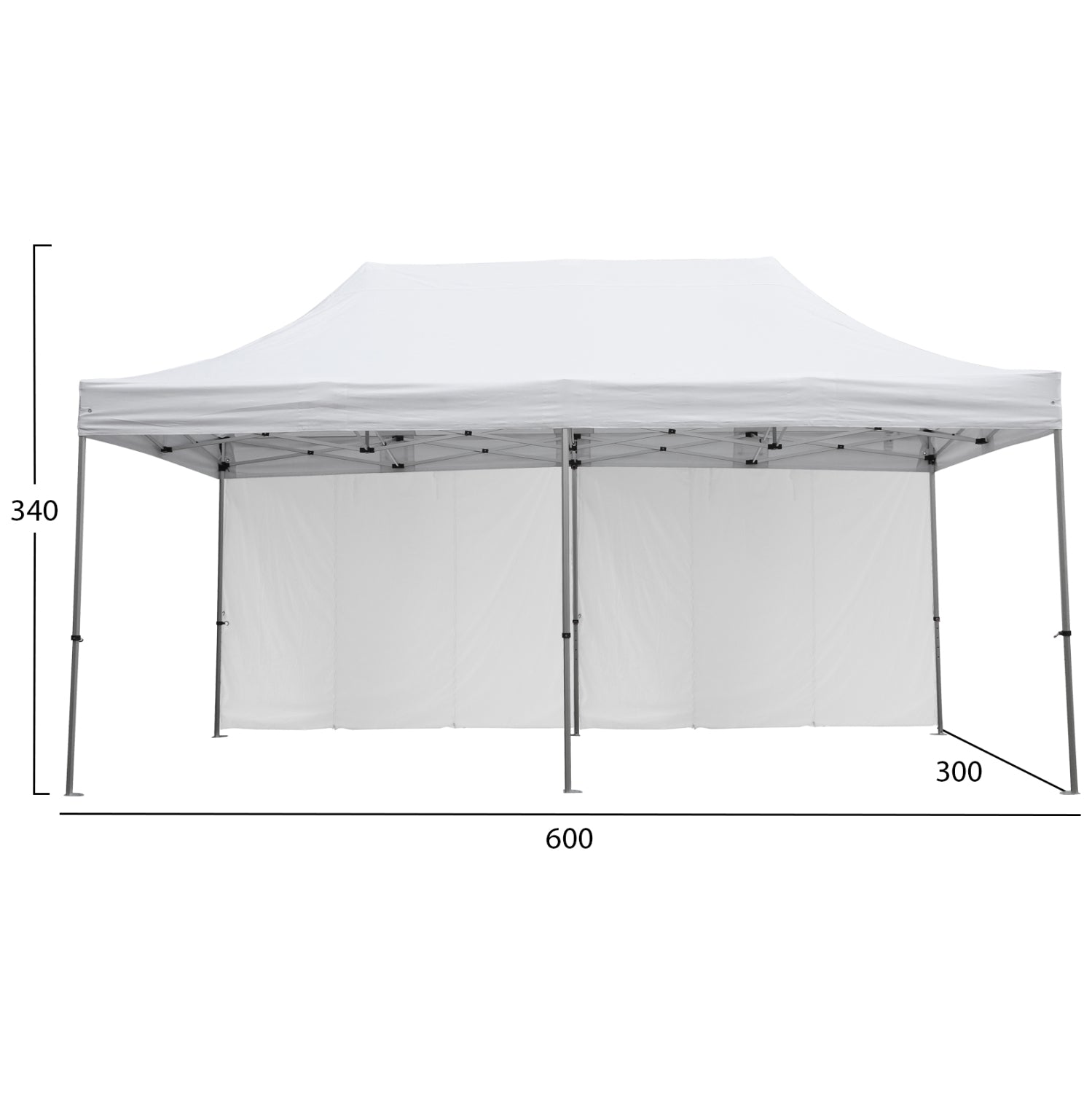 GAZEBO HEAVY DUTY WITH SIDEWALL SHADES CRESSEN HM21099 FOLDABLE-ALUMINUM SILVER FRAME-WHITE 3x6x3.4Hm