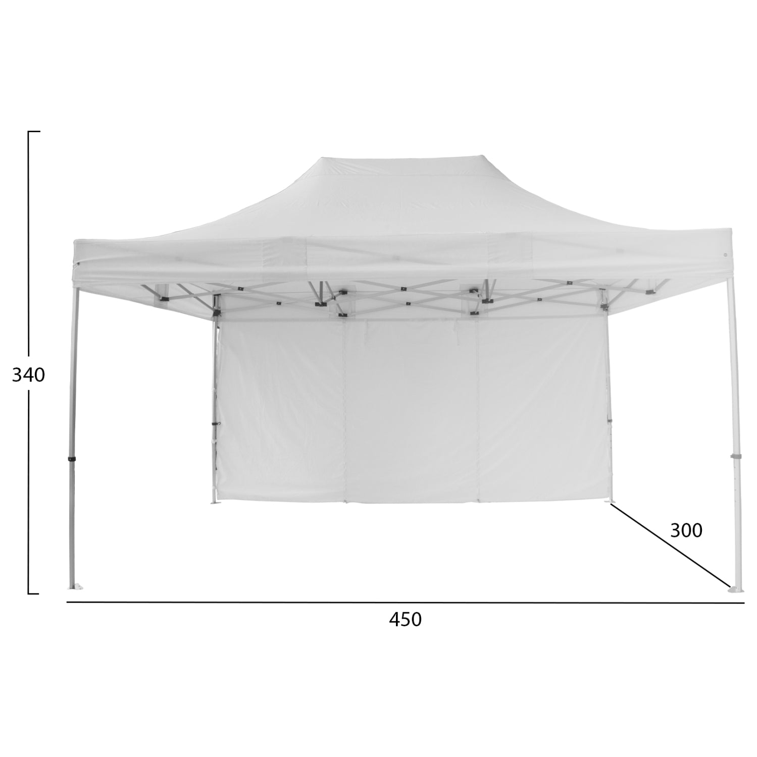 GAZEBO HEAVY DUTY WITH SIDEWALL SHADE CRESSEN HM21098 FOLDABLE-ALUMINUM SILVER FRAME-WHITE 3x4,5x3,4Hm