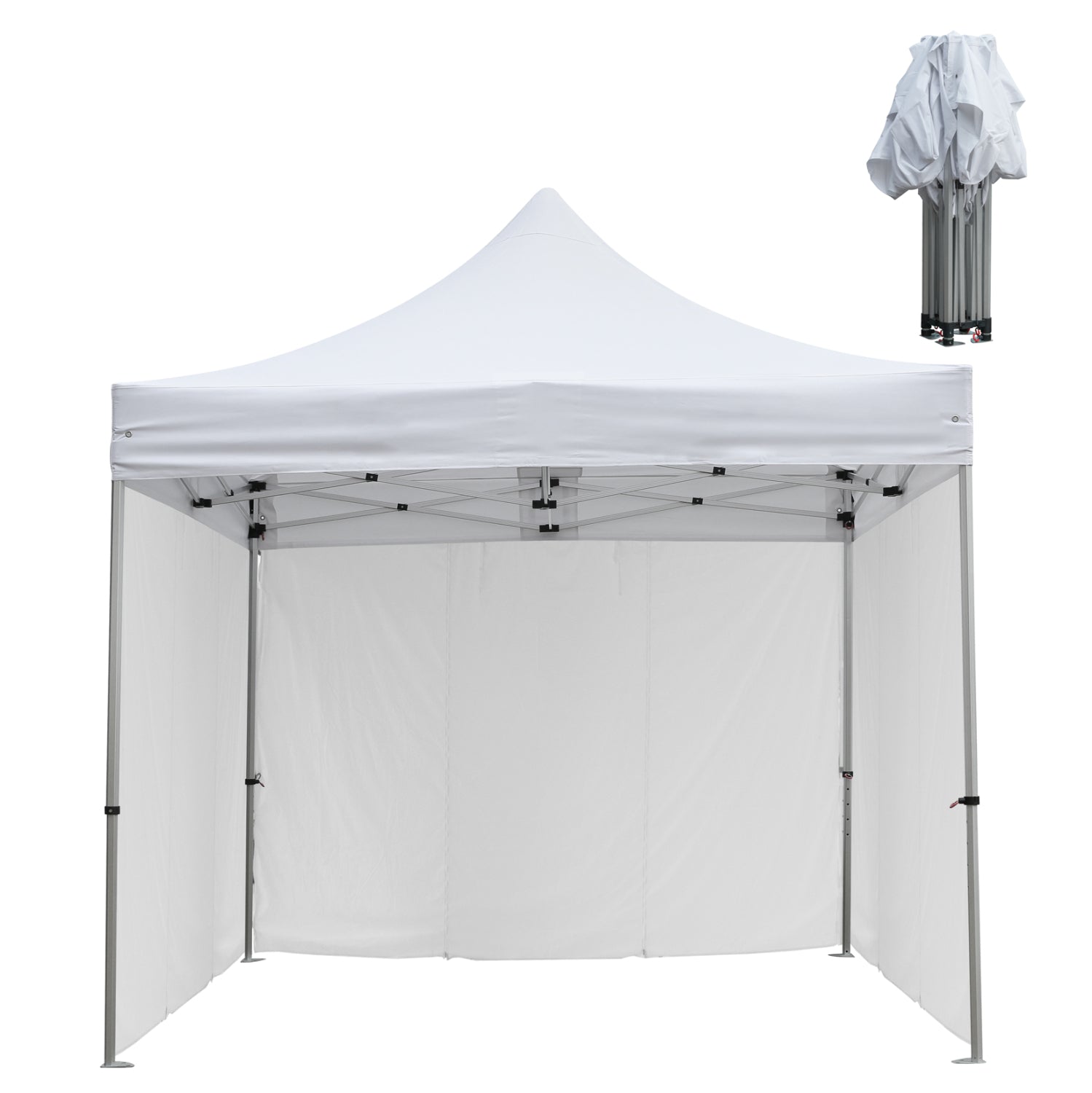 GAZEBO HEAVY DUTY WITH 3 SIDEWALL SHADES CRESSEN HM21097.01 FOLDABLE-ALUMINUM SILVER FRAME-WHITE 3x3x3,4Hm