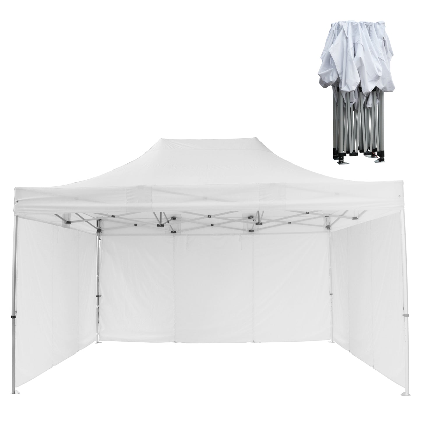 GAZEBO WITH 3 SIDEWALL SHADES CRESSEN HM21098.01 FOLDABLE-ALUMINUM SILVER FRAME-WHITE 3x4.5x3.4Hm