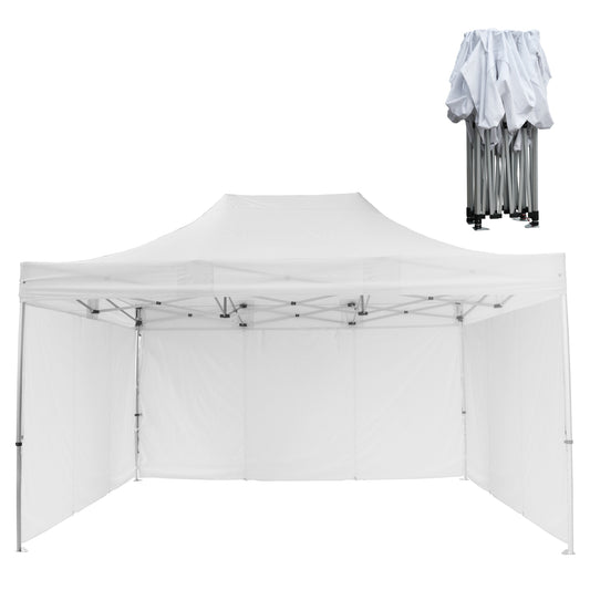 GAZEBO WITH 3 SIDEWALL SHADES CRESSEN HM21098.01 FOLDABLE-ALUMINUM SILVER FRAME-WHITE 3x4.5x3.4Hm