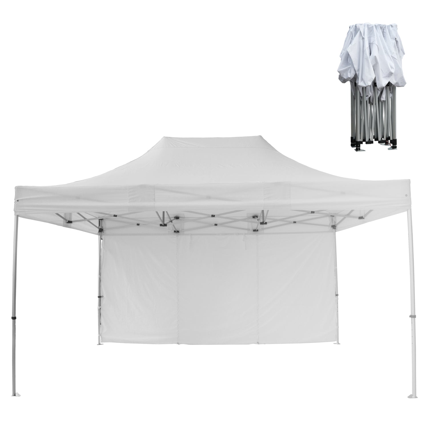 GAZEBO HEAVY DUTY WITH SIDEWALL SHADE CRESSEN HM21098 FOLDABLE-ALUMINUM SILVER FRAME-WHITE 3x4,5x3,4Hm