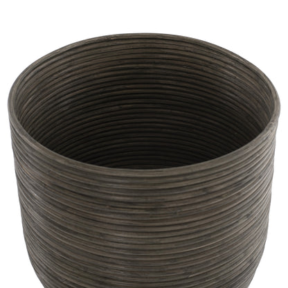 FLOWER POT RATTAN WITH BAMBOO LEGS HM7724 36Χ35Χ95Hcm.NATURAL-GREEN