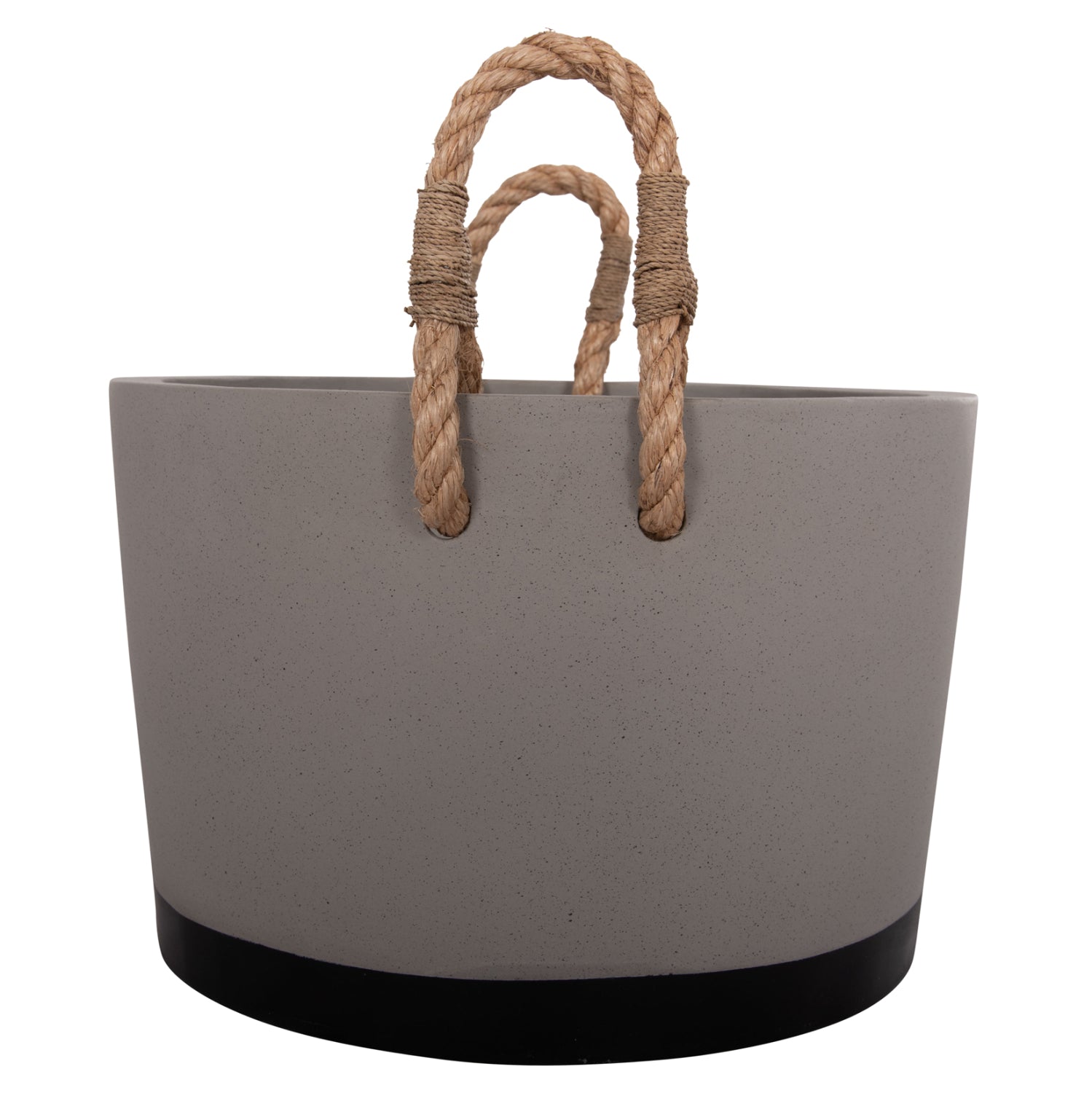 INDOOR PLANTER/POT SERIES TRYLL HM4690L FIBER CEMENT IN GREY & ROPE Φ40x25.5Hcm.