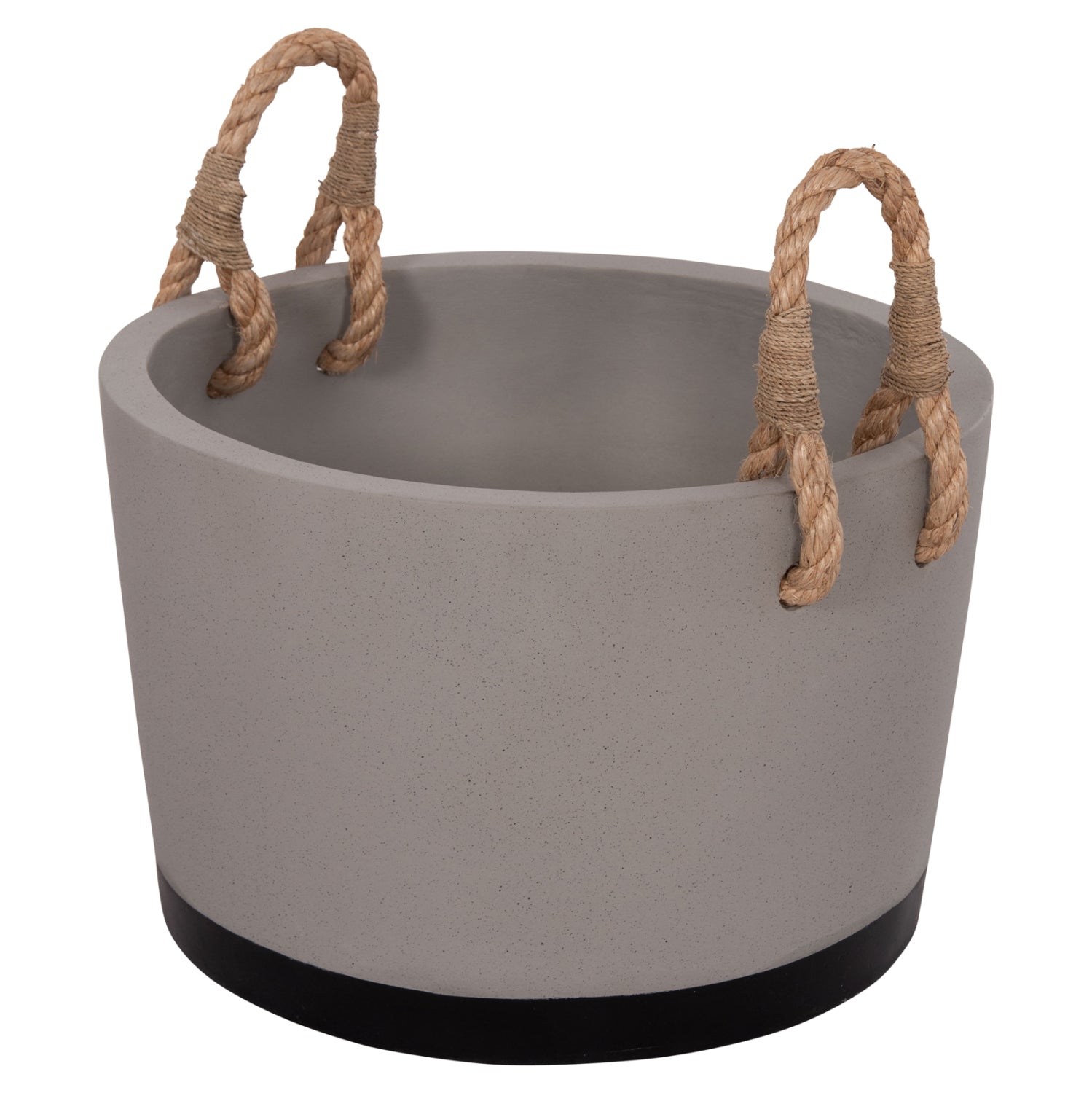 INDOOR PLANTER/POT SERIES TRYLL HM4690L FIBER CEMENT IN GREY & ROPE Φ40x25.5Hcm.