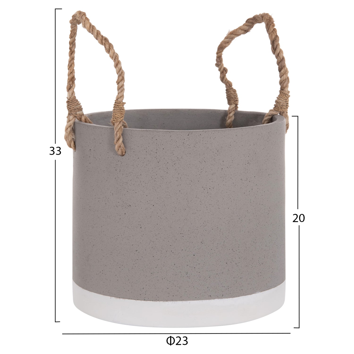 INDOOR PLANTER/POT SERIES TRYLL HM4690S FIBER CEMENT IN GREY & ROPE Φ23x20Hcm.
