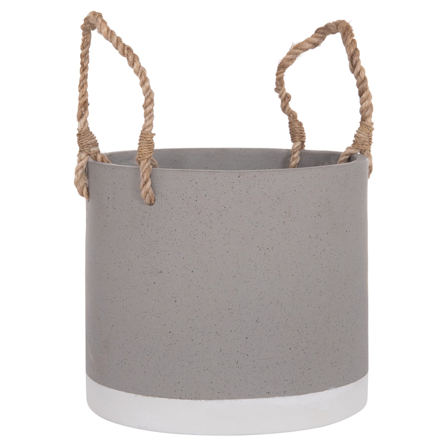 INDOOR PLANTER/POT SERIES TRYLL HM4690S FIBER CEMENT IN GREY & ROPE Φ23x20Hcm.
