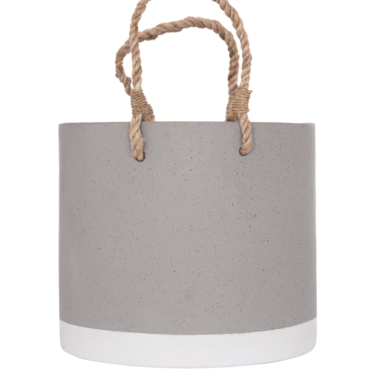 INDOOR PLANTER/POT SERIES TRYLL HM4690S FIBER CEMENT IN GREY & ROPE Φ23x20Hcm.