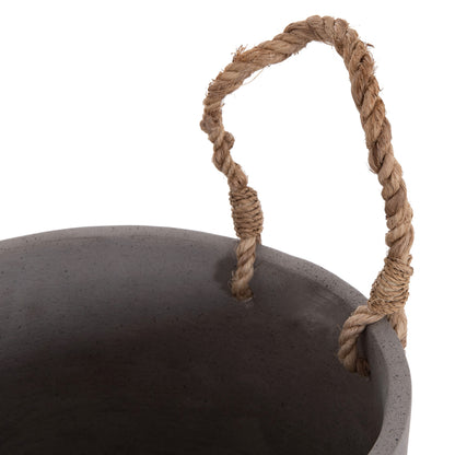 INDOOR PLANTER/POT SERIES TRYLL HM4690S FIBER CEMENT IN GREY & ROPE Φ23x20Hcm.