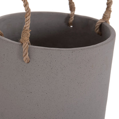 INDOOR PLANTER/POT SERIES TRYLL HM4690S FIBER CEMENT IN GREY & ROPE Φ23x20Hcm.