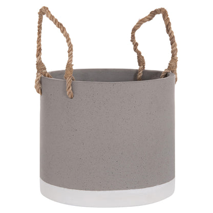 INDOOR PLANTER/POT SERIES TRYLL HM4690S FIBER CEMENT IN GREY & ROPE Φ23x20Hcm.