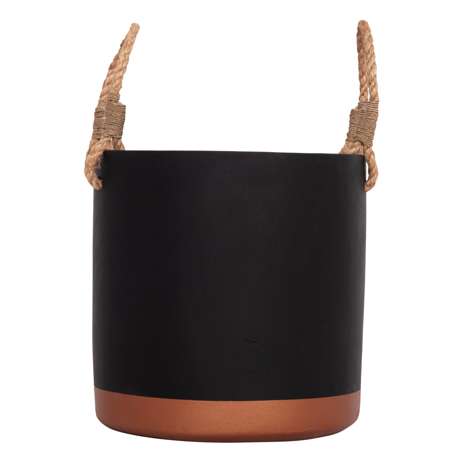 INDOOR PLANTER/POT SERIES TRYLL FB94690M FIBER CEMENT IN BLACK & ROPE Φ31x31Hcm.