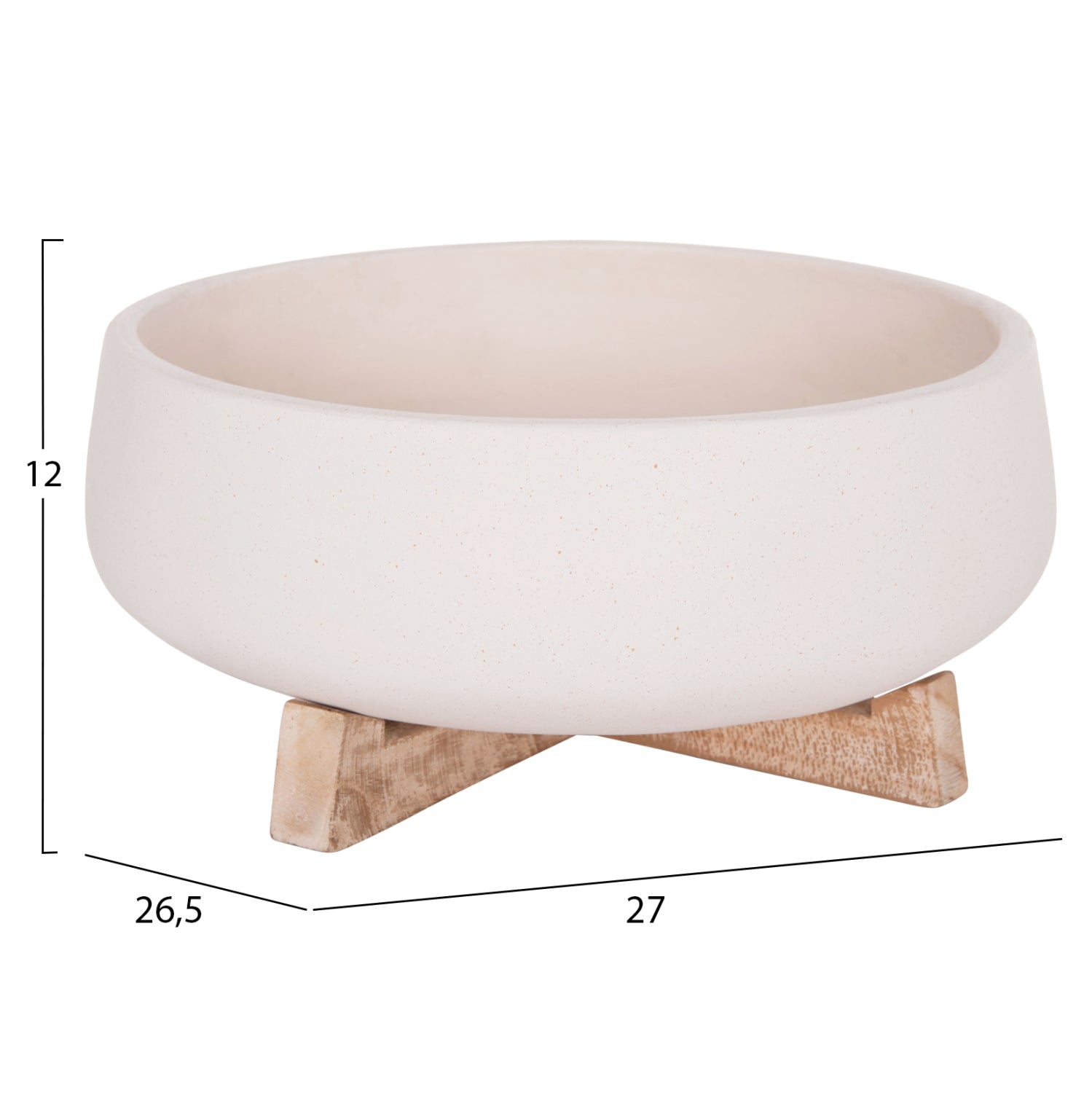INDOOR POT FRELLO HM4674.02M FIBER CEMENT IN WHITE--TEAK STAND 27x26.5x12Hcm.