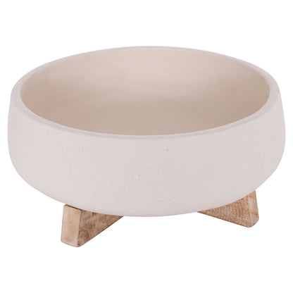 INDOOR POT FRELLO HM4674.02M FIBER CEMENT IN WHITE--TEAK STAND 27x26.5x12Hcm.