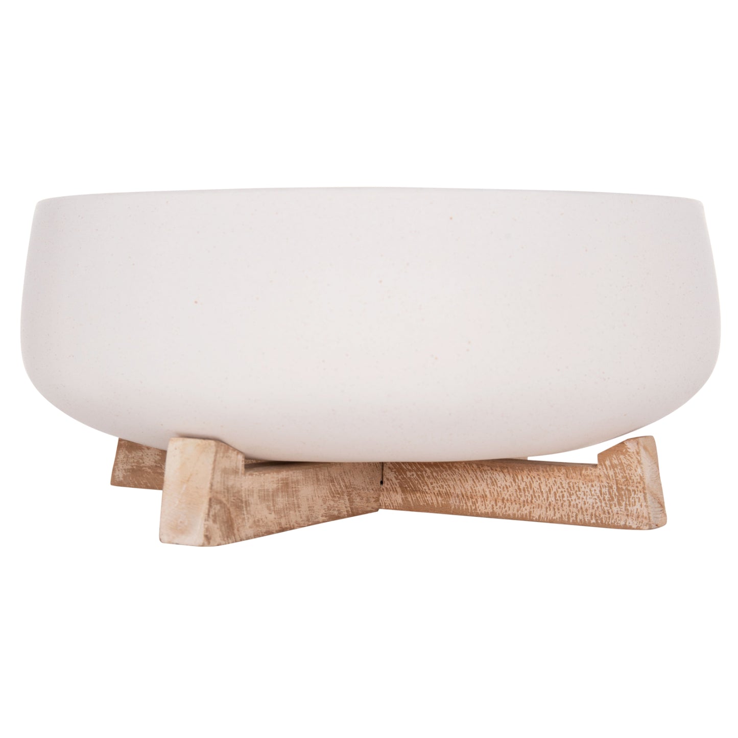 INDOOR POT FRELLO HM4674.02M FIBER CEMENT IN WHITE--TEAK STAND 27x26.5x12Hcm.