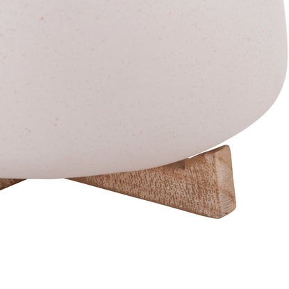 INDOOR POT FRELLO HM4674.02M FIBER CEMENT IN WHITE--TEAK STAND 27x26.5x12Hcm.