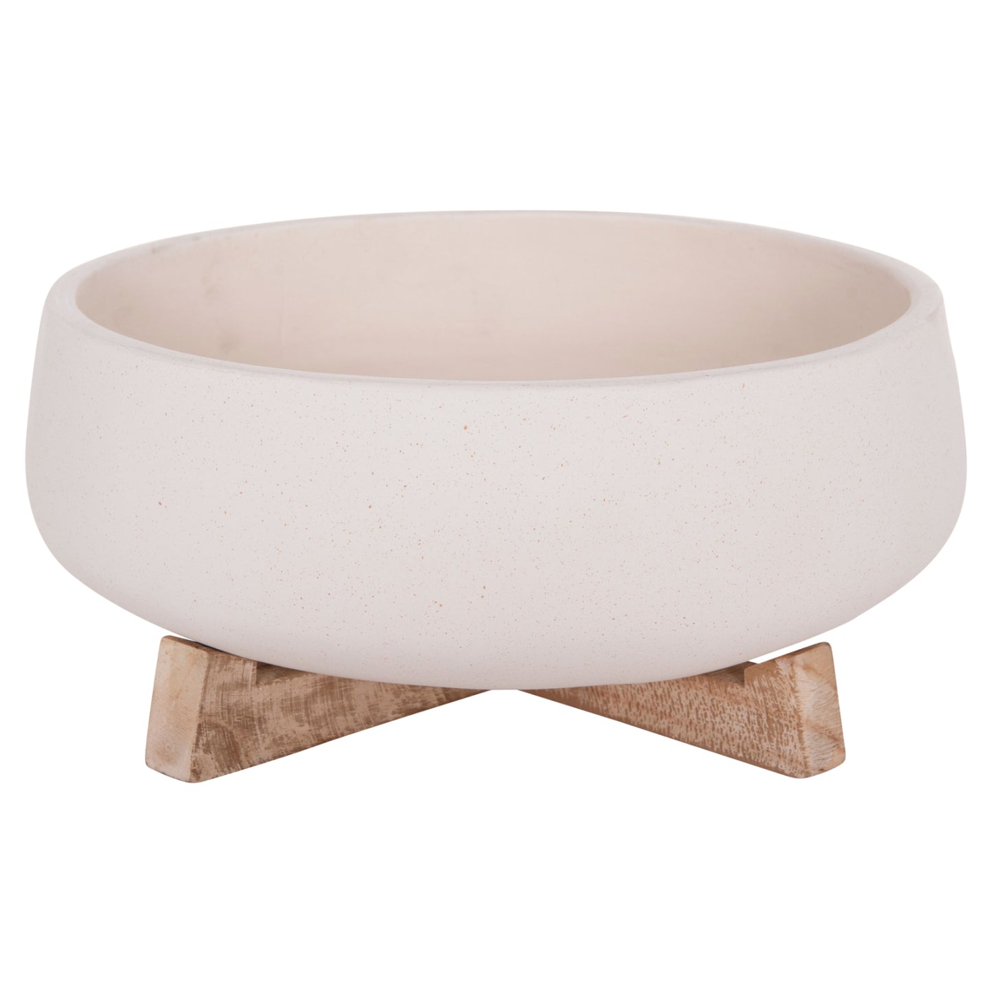 INDOOR POT FRELLO HM4674.02M FIBER CEMENT IN WHITE--TEAK STAND 27x26.5x12Hcm.