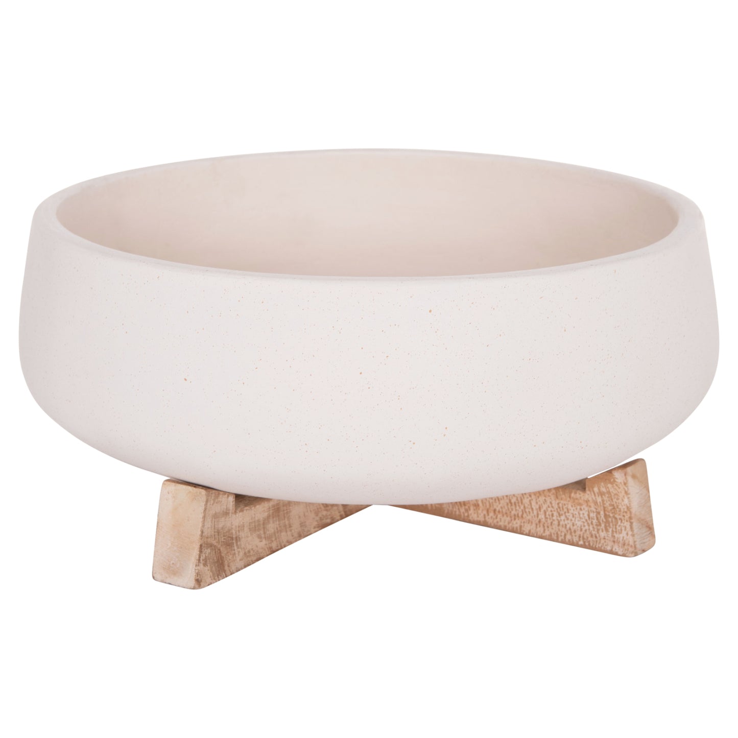 INDOOR POT FRELLO HM4674.02M FIBER CEMENT IN WHITE--TEAK STAND 27x26.5x12Hcm.
