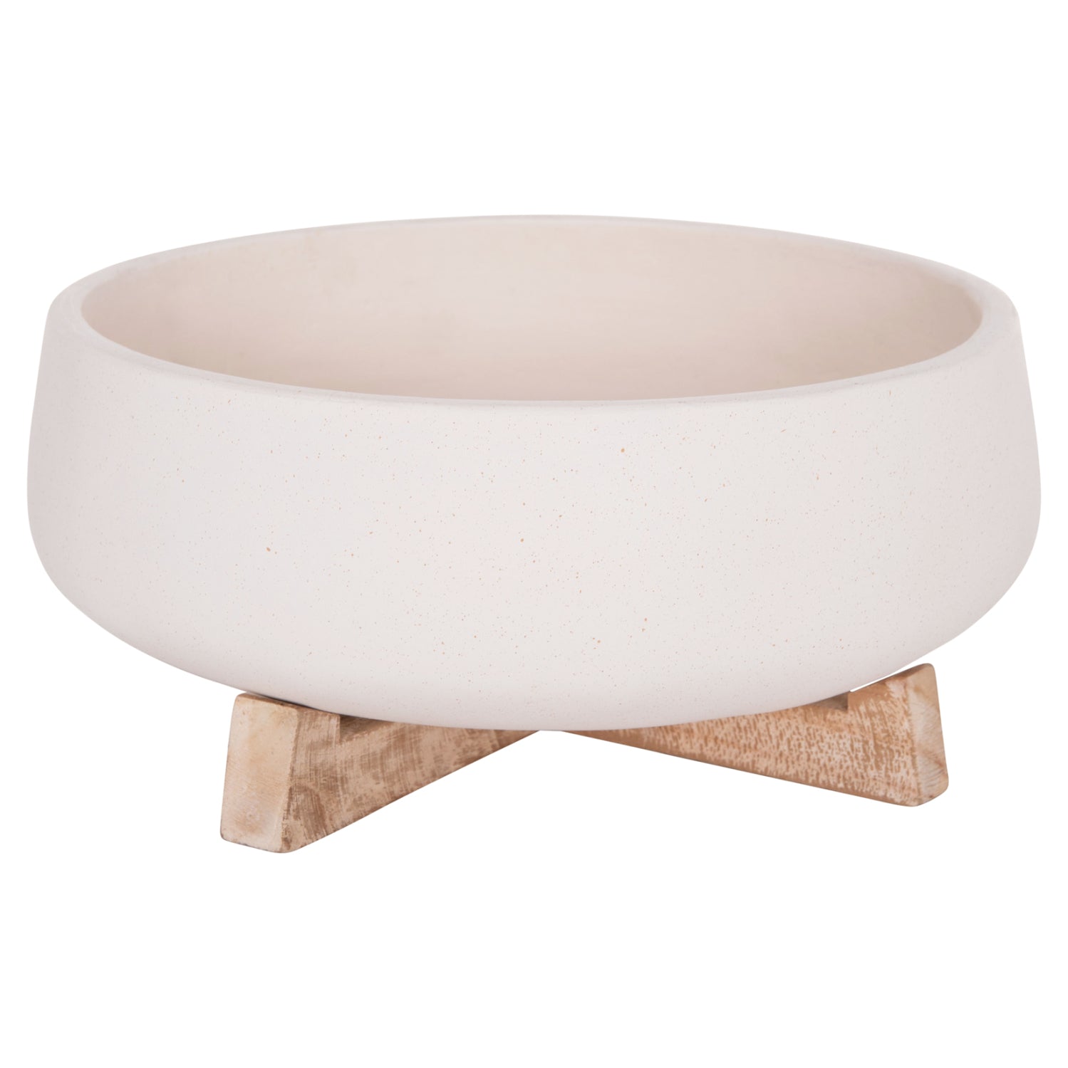 INDOOR POT FRELLO HM4674.02M FIBER CEMENT IN WHITE--TEAK STAND 27x26.5x12Hcm.