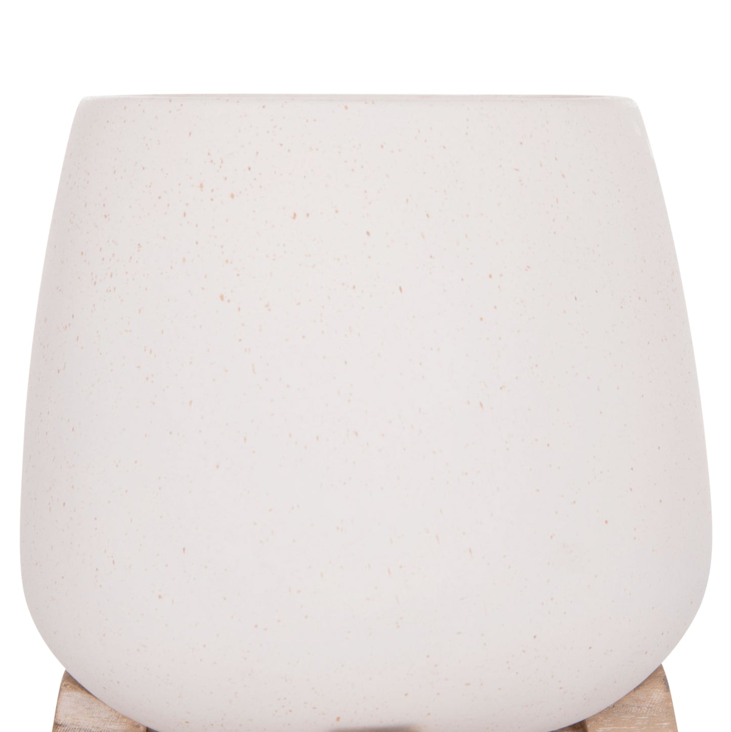 INDOOR POT FRELLO HM4674.02S FIBER CEMENT IN WHITE--TEAK STAND 14.5x14.5x16Hcm.