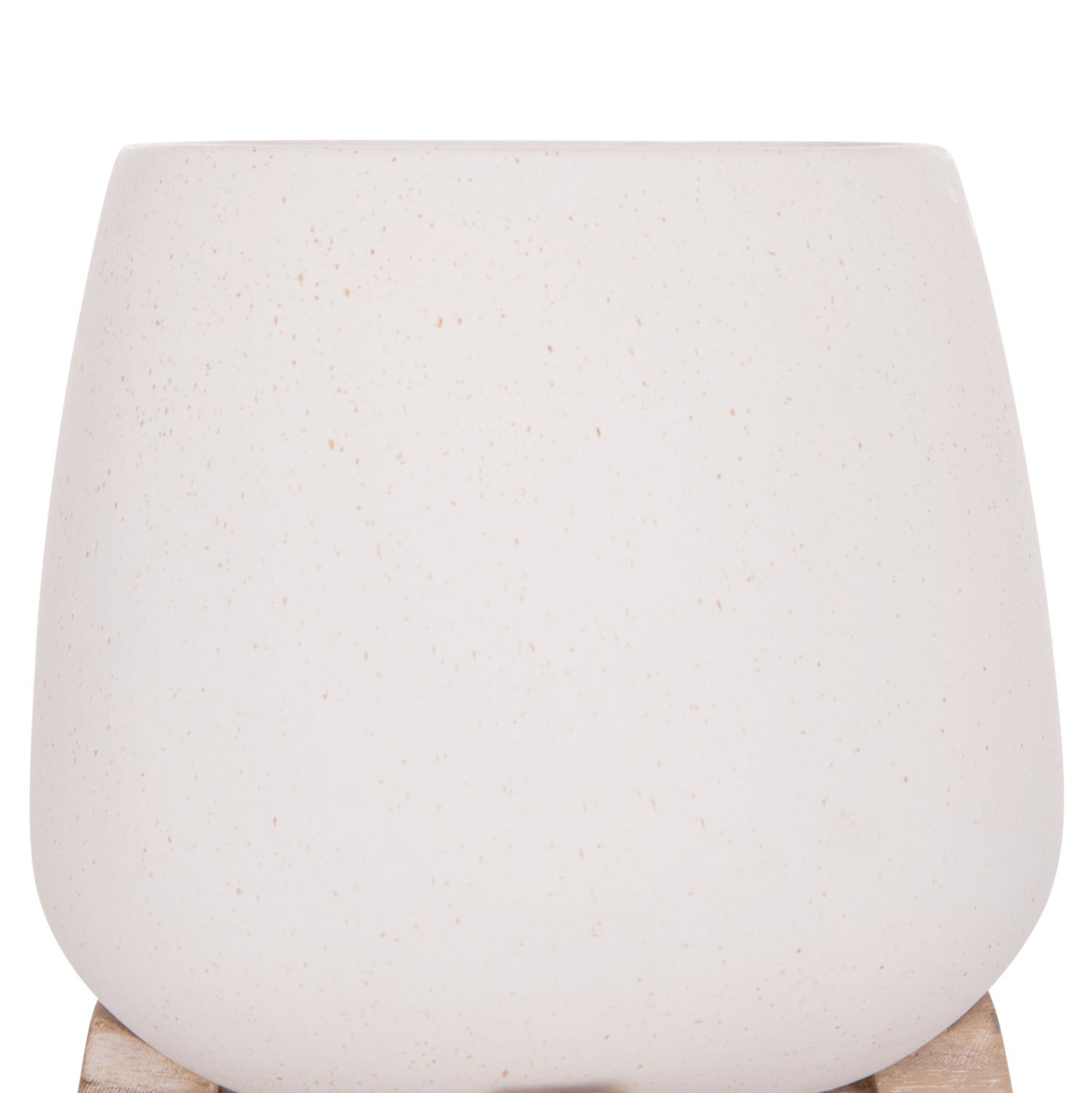 INDOOR POT FRELLO HM4674.02S FIBER CEMENT IN WHITE--TEAK STAND 14.5x14.5x16Hcm.