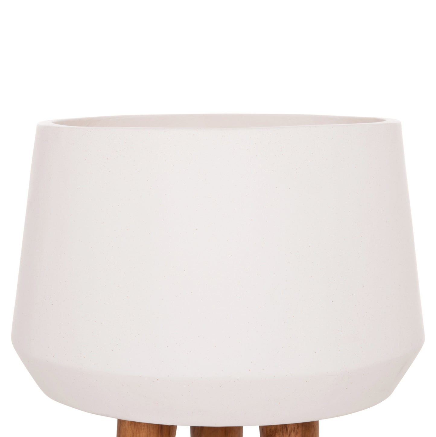 INDOOR POT QUAN HM4680.02L FIBER CEMENT IN WHITE--TEAK BASE Φ40x85Hcm