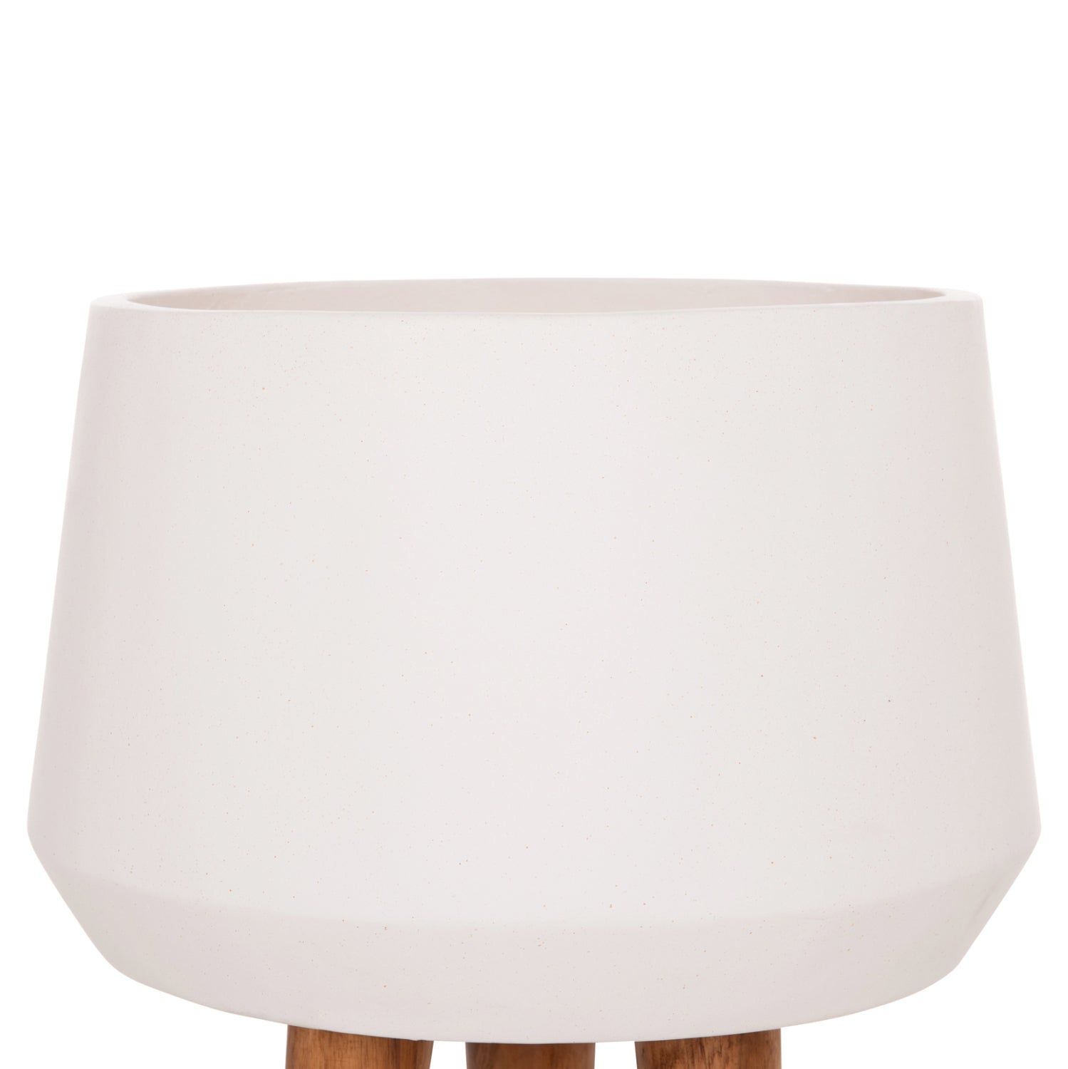 INDOOR POT QUAN HM4680.02L FIBER CEMENT IN WHITE--TEAK BASE Φ40x85Hcm