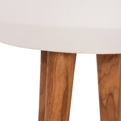 INDOOR POT QUAN HM4680.02L FIBER CEMENT IN WHITE--TEAK BASE Φ40x85Hcm