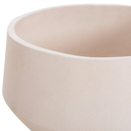 INDOOR POT QUAN HM4680.02S FIBER CEMENT IN WHITE--TEAK BASE Φ37x36Hcm