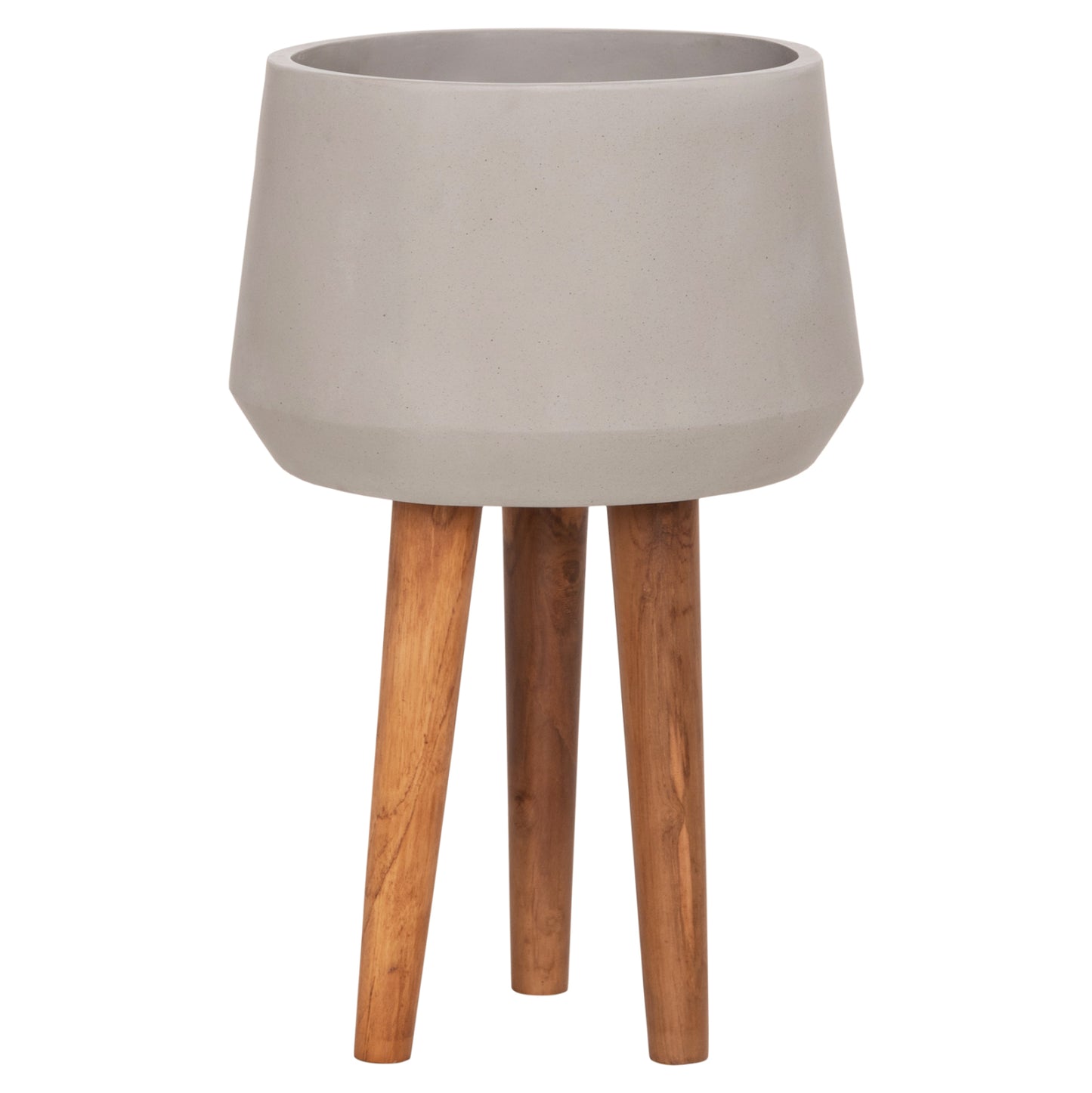 INDOOR POT QUAN HM4680.03L FIBER CEMENT IN GREY--TEAK BASE Φ38x62Hcm