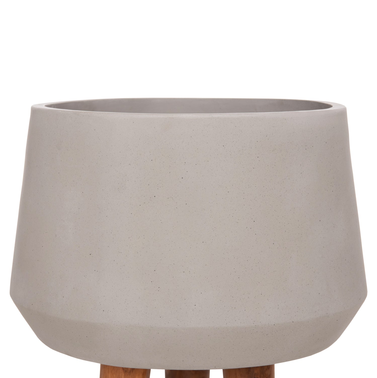 INDOOR POT QUAN HM4680.03L FIBER CEMENT IN GREY--TEAK BASE Φ38x62Hcm