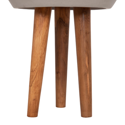 INDOOR POT QUAN HM4680.03L FIBER CEMENT IN GREY--TEAK BASE Φ38x62Hcm