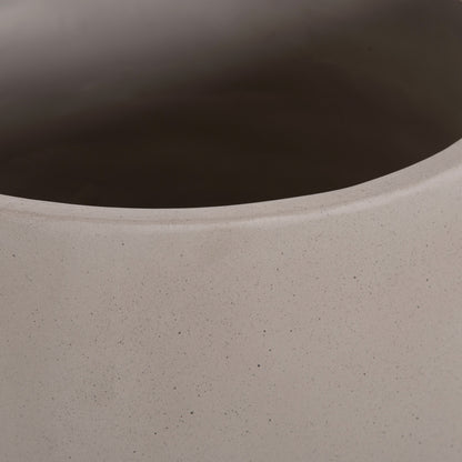 INDOOR POT QUAN HM4680.03L FIBER CEMENT IN GREY--TEAK BASE Φ38x62Hcm