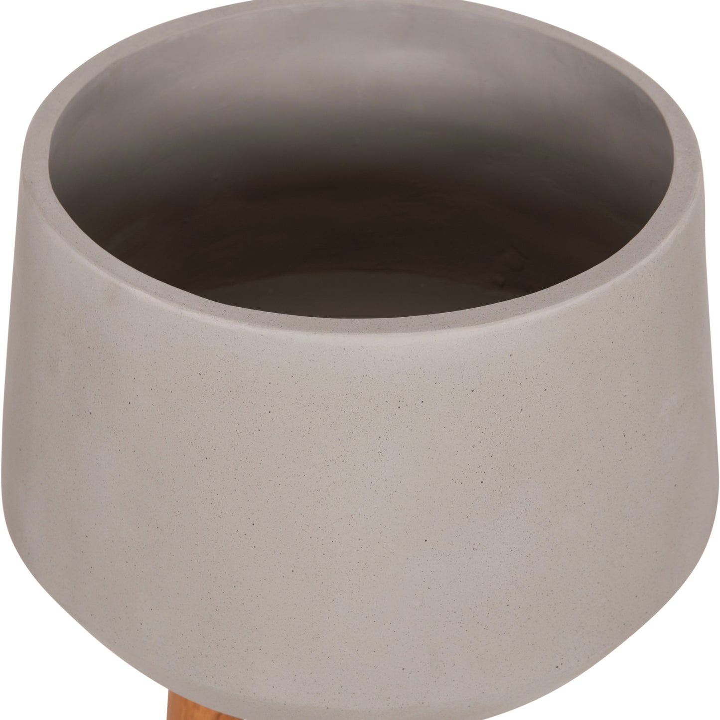 INDOOR POT QUAN HM4680.03L FIBER CEMENT IN GREY--TEAK BASE Φ38x62Hcm