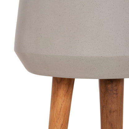 INDOOR POT QUAN HM4680.03L FIBER CEMENT IN GREY--TEAK BASE Φ38x62Hcm