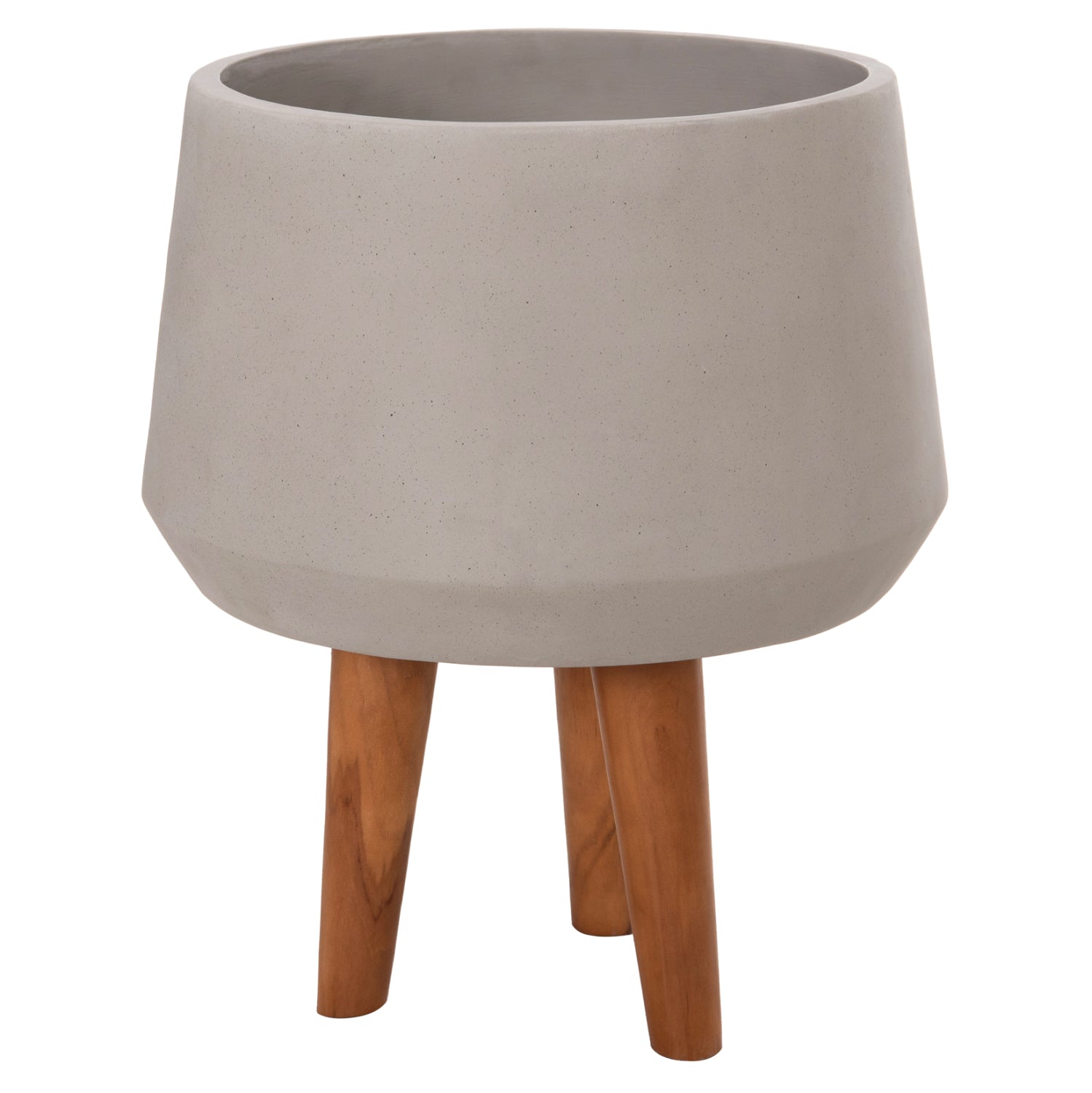 INDOOR POT QUAN HM4680.03M FIBER CEMENT IN GREY--TEAK BASE Φ35x50Hcm
