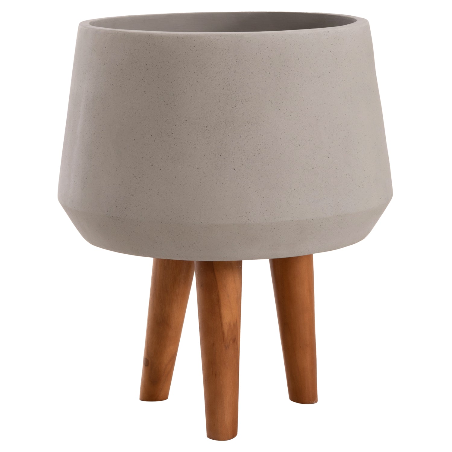 INDOOR POT QUAN HM4680.03M FIBER CEMENT IN GREY--TEAK BASE Φ35x50Hcm